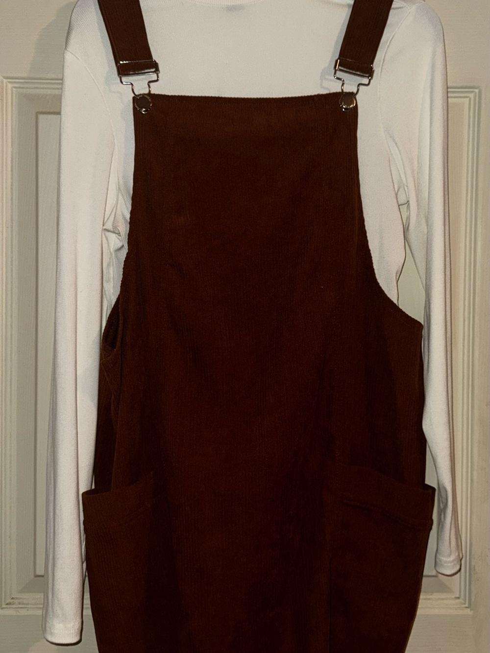 Chestnut Corduroy Pinafore Mini Skirt - Women's Overall Style